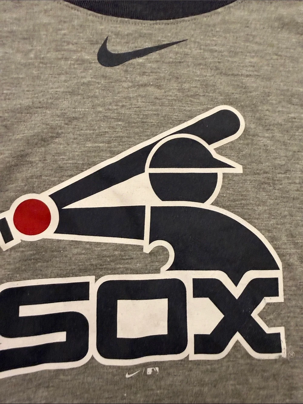Nike Grey and Navy Chicago White Sox Raglan Tee xl cooperstown collection